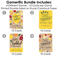 Sukkot - 4 Sukkah Jewish Holiday Games - 10 Cards Each - Gamerific Bundle
