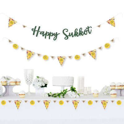 Sukkot - Sukkah Jewish Holiday Letter Banner Decoration - 36 Banner Cutouts and Happy Sukkot Banner Letters