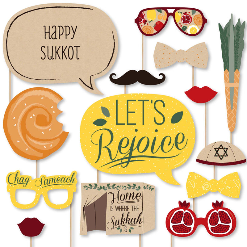 Sukkot - Sukkah Jewish Holiday Photo Booth Props Kit - 20 Count