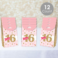 Sweet 16 - 16th Birthday Gift Favor Bags - Party Goodie Boxes - Set of 12