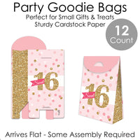 Sweet 16 - 16th Birthday Gift Favor Bags - Party Goodie Boxes - Set of 12