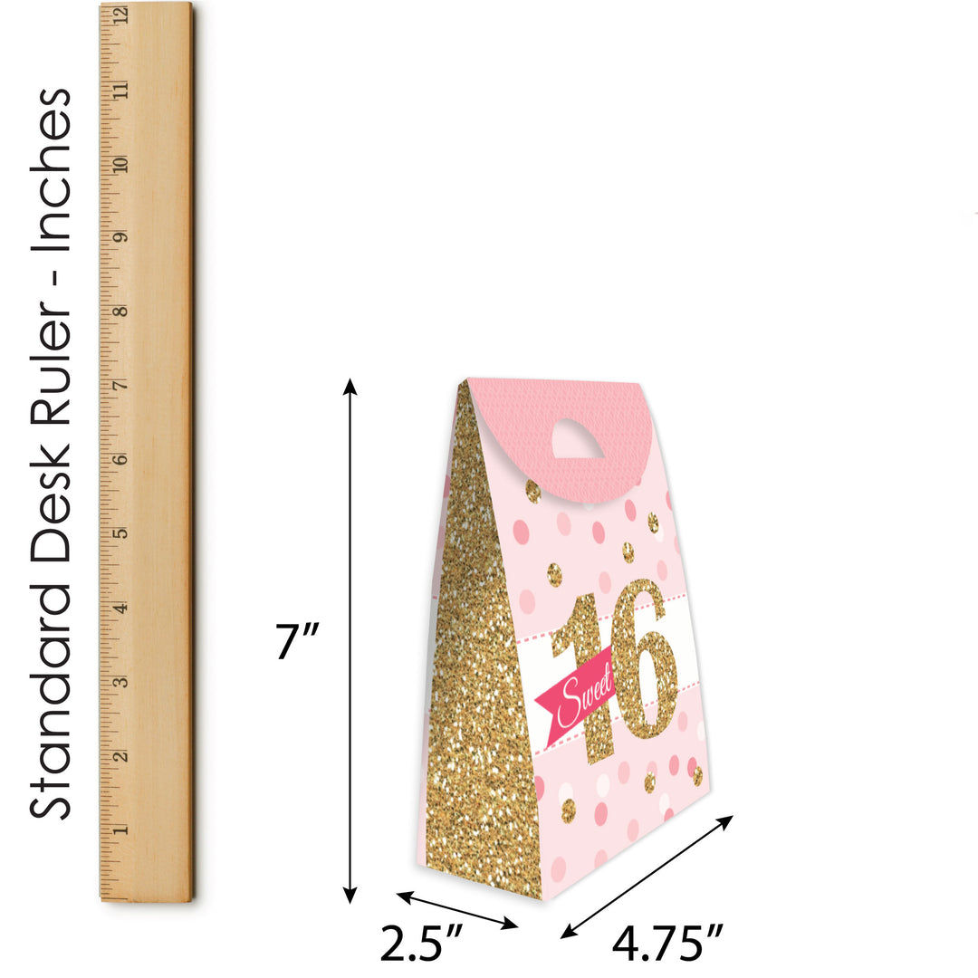 Sweet 16 - 16th Birthday Gift Favor Bags - Party Goodie Boxes - Set of 12