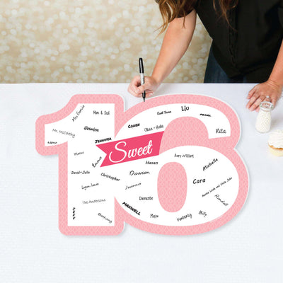 Sweet 16 - Guest Book Sign - 16th Birthday Party Guestbook Alternative - Signature Mat