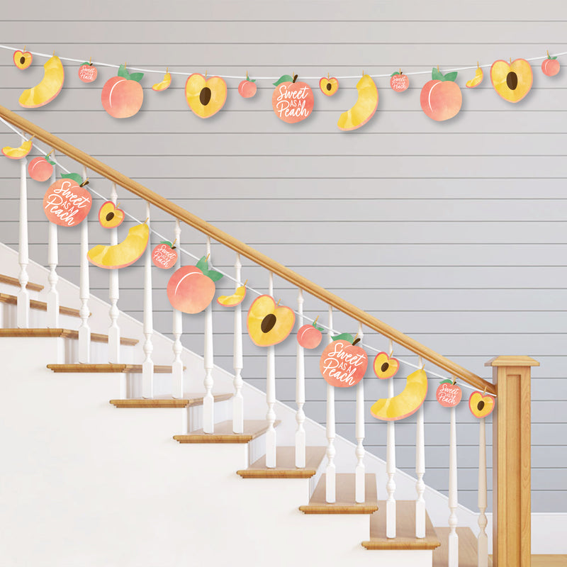 Sweet as a Peach - Fruit Themed Baby Shower or Birthday Party DIY Decorations - Clothespin Garland Banner - 44 Pieces