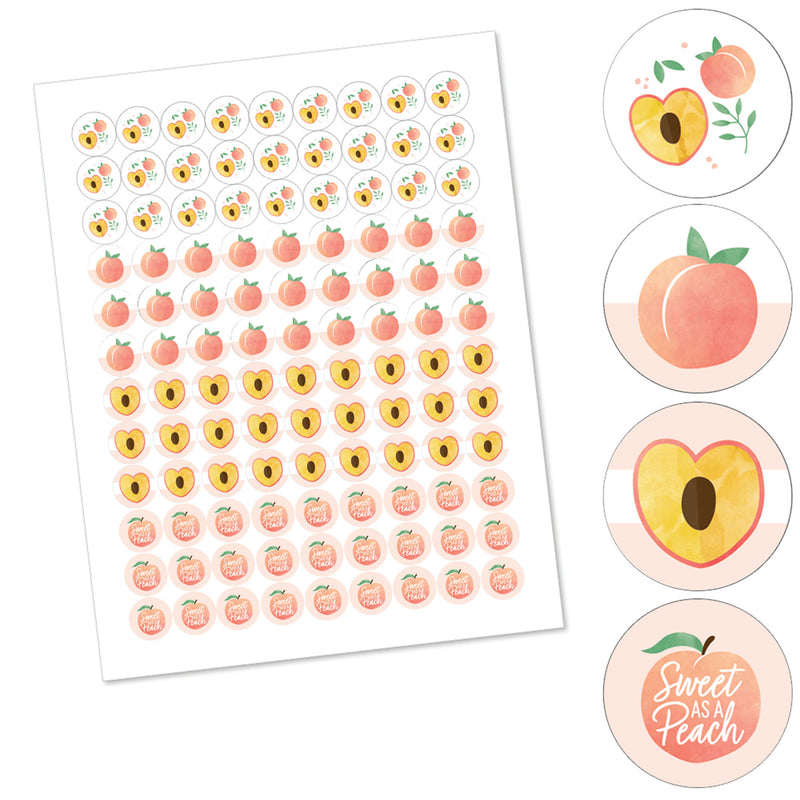 Sweet as a Peach - Fruit Themed Baby Shower or Birthday Party Round Candy Sticker Favors - Labels Fit Chocolate Candy (1 sheet of 108)