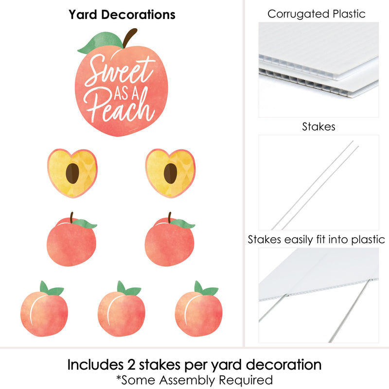 Sweet as a Peach - Yard Sign and Outdoor Lawn Decorations - Fruit Themed Baby Shower or Birthday Party Yard Signs - Set of 8