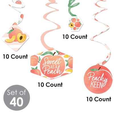 Sweet as a Peach - Fruit Themed Baby Shower or Birthday Party Hanging Decor - Party Decoration Swirls - Set of 40