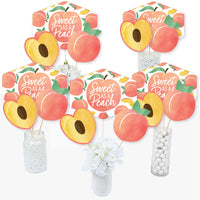 Sweet as a Peach - Fruit Themed Baby Shower or Birthday Party Centerpiece Sticks - Table Toppers - Set of 15