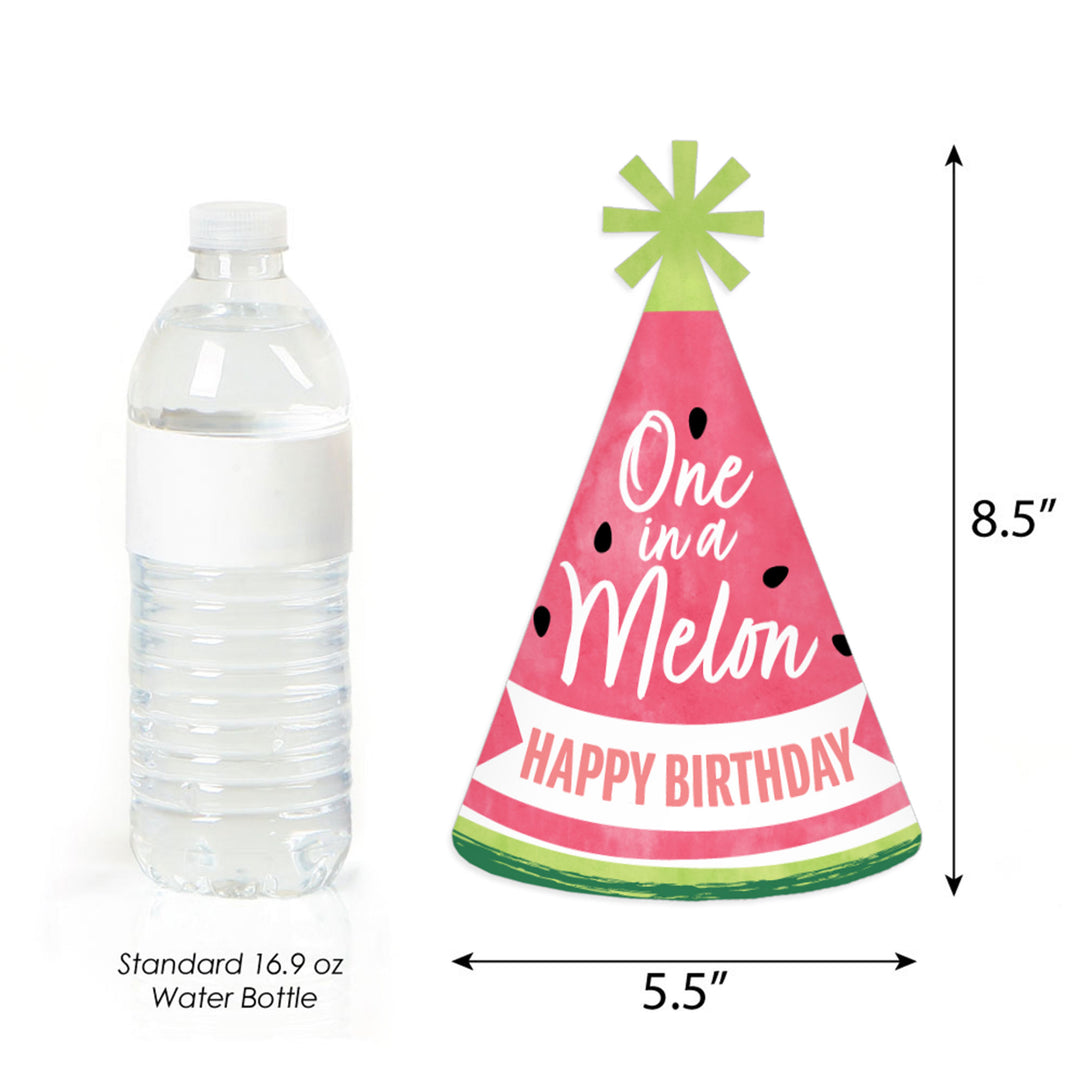 Sweet Watermelon - Cone Happy Birthday Party Hats for Kids and Adults - Set of 8 (Standard Size)
