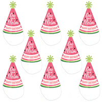 Sweet Watermelon - Cone Happy Birthday Party Hats for Kids and Adults - Set of 8 (Standard Size)