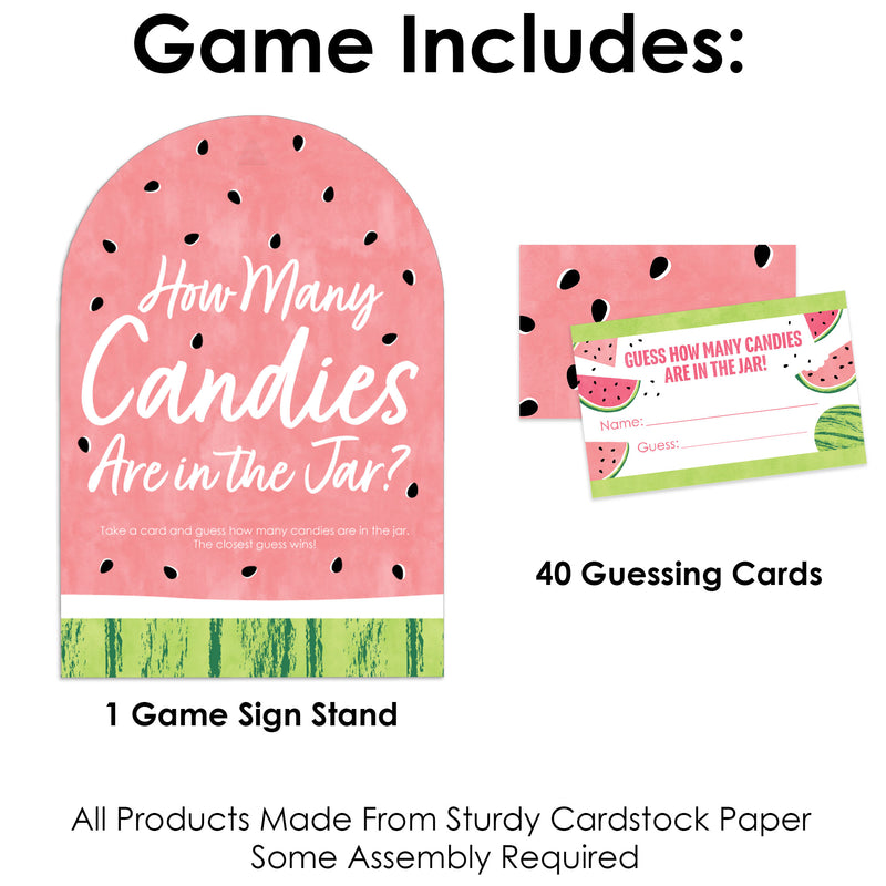 Sweet Watermelon - How Many Candies Fruit Party Game - 1 Stand and 40 Cards - Candy Guessing Game