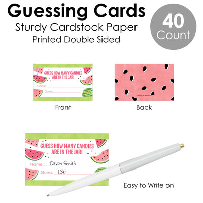 Sweet Watermelon - How Many Candies Fruit Party Game - 1 Stand and 40 Cards - Candy Guessing Game