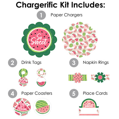 Sweet Watermelon - Fruit Party Paper Charger and Table Decorations - Chargerific Kit - Place Setting for 8