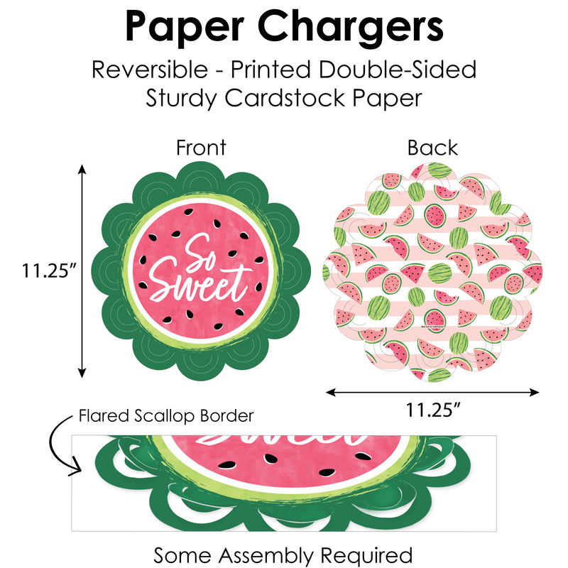 Sweet Watermelon - Fruit Party Paper Charger and Table Decorations - Chargerific Kit - Place Setting for 8