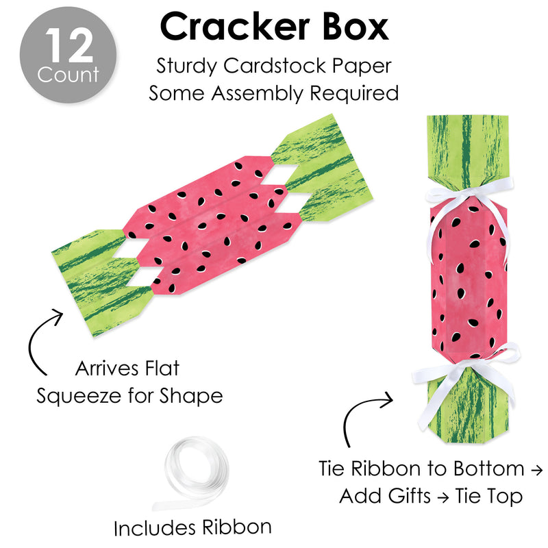Sweet Watermelon - No Snap Fruit Party Table Favors - DIY Cracker Boxes - Set of 12