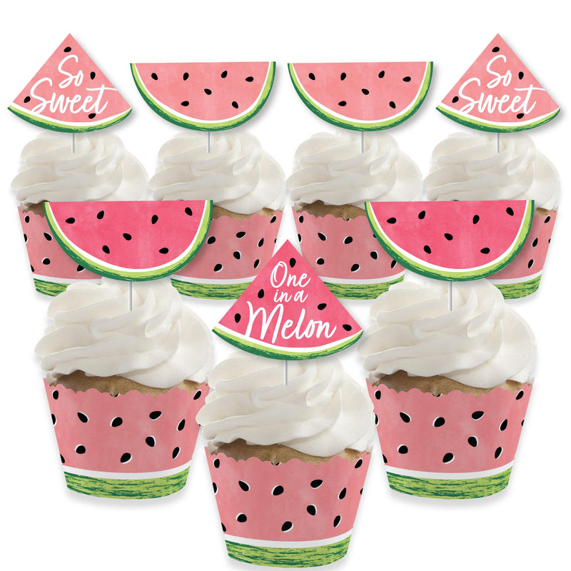 Sweet Watermelon - Cupcake Decoration - Fruit Party Cupcake Wrappers and Treat Picks Kit - Set of 24