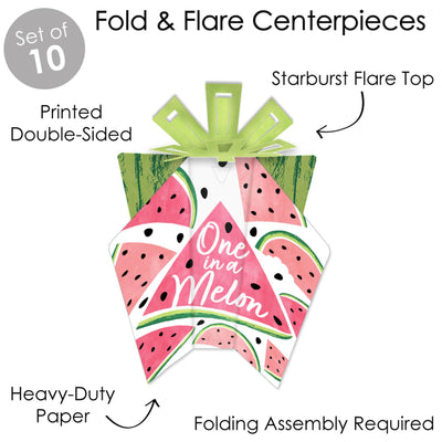 Sweet Watermelon - Table Decorations - Fruit Party Fold and Flare Centerpieces - 10 Count