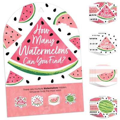 Sweet Watermelon - Fruit Party Scavenger Hunt - 1 Stand and 48 Game Pieces - Hide and Find Game