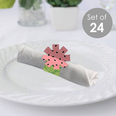 Sweet Watermelon - Fruit Party Paper Napkin Holder - Napkin Rings - Set of 24