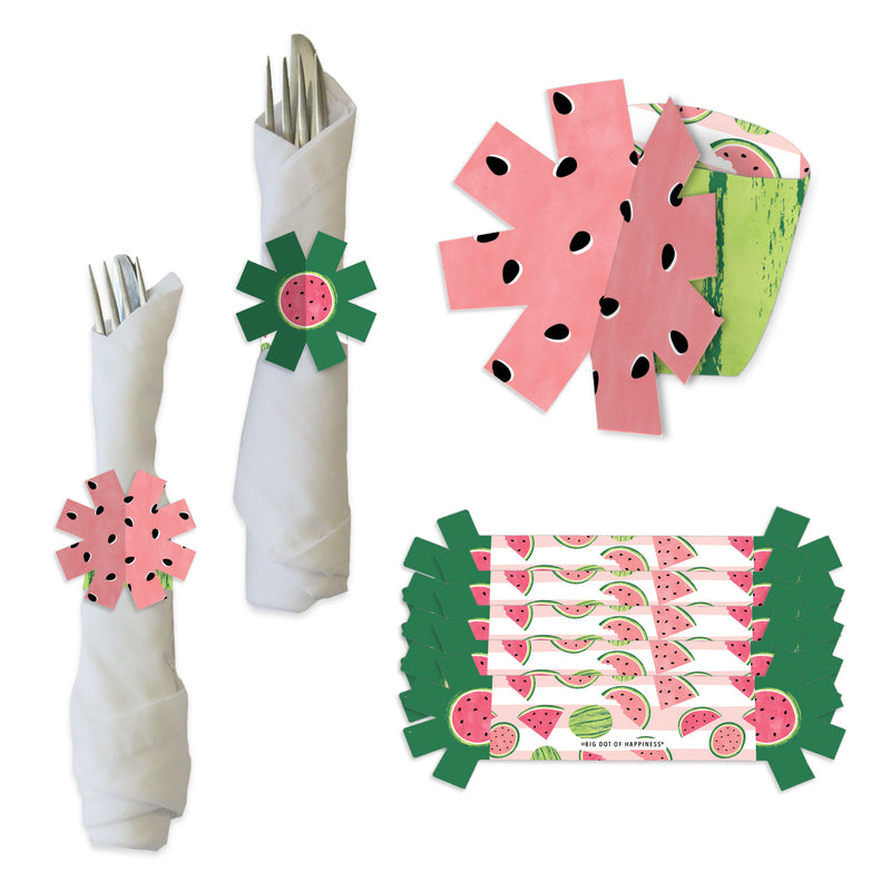 Sweet Watermelon - Fruit Party Paper Napkin Holder - Napkin Rings - Set of 24