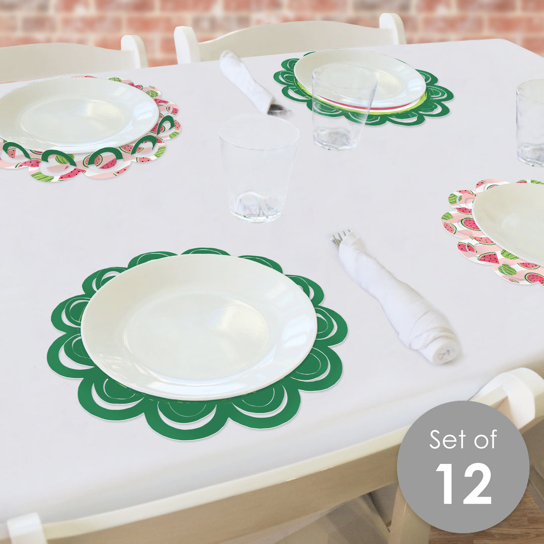 Sweet Watermelon - Fruit Party Round Table Decorations - Paper Chargers - Place Setting For 12