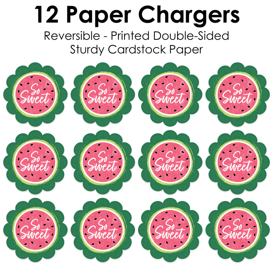 Sweet Watermelon - Fruit Party Round Table Decorations - Paper Chargers - Place Setting For 12