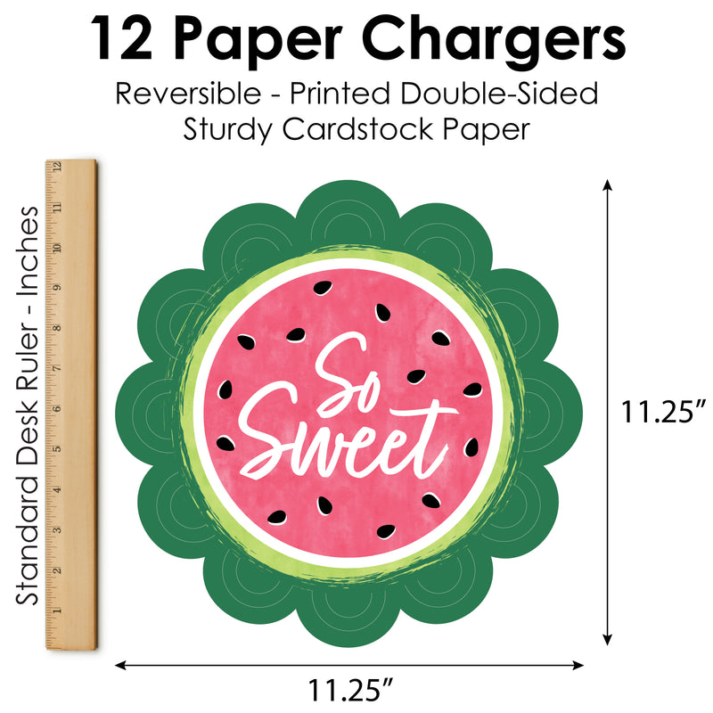 Sweet Watermelon - Fruit Party Round Table Decorations - Paper Chargers - Place Setting For 12