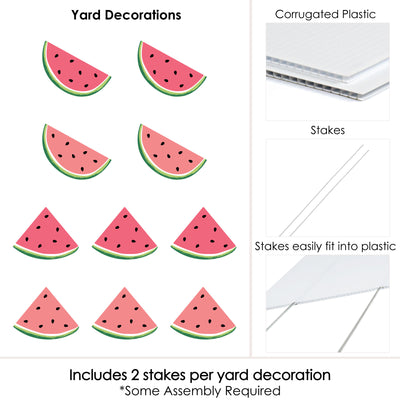 Sweet Watermelon - Lawn Decorations - Outdoor Fruit Party Yard Decorations - 10 Piece