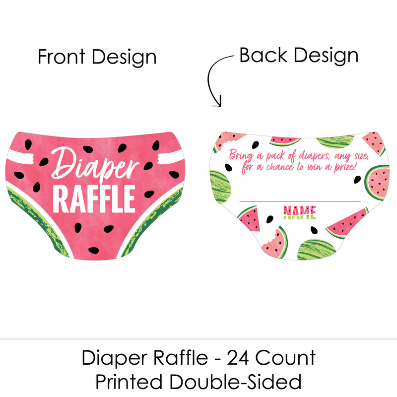 Sweet Watermelon - Diaper Shaped Raffle Ticket Inserts - Fruit Baby Shower Activities - Diaper Raffle Game - Set of 24