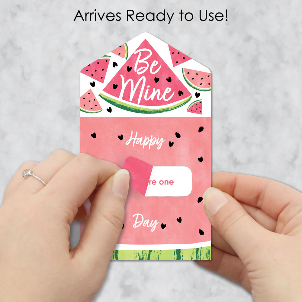 Sweet Watermelon - Fruit Cards for Kids - Happy Valentine’s Day Pull Tabs - Set of 12