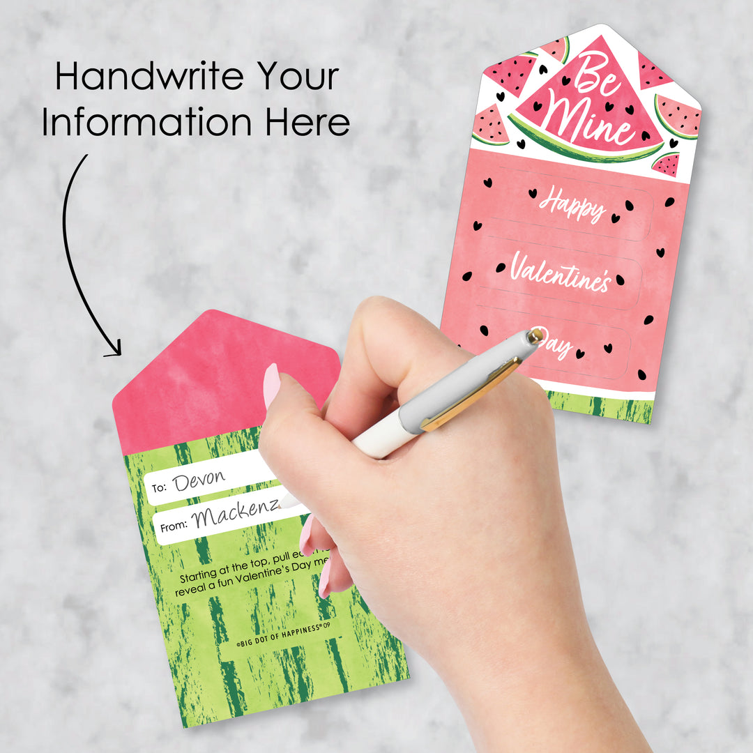Sweet Watermelon - Fruit Cards for Kids - Happy Valentine’s Day Pull Tabs - Set of 12