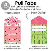 Sweet Watermelon - Fruit Cards for Kids - Happy Valentine’s Day Pull Tabs - Set of 12