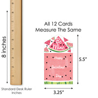 Sweet Watermelon - Fruit Cards for Kids - Happy Valentine’s Day Pull Tabs - Set of 12