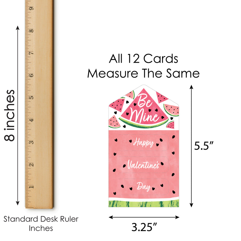 Sweet Watermelon - Fruit Cards for Kids - Happy Valentine’s Day Pull Tabs - Set of 12