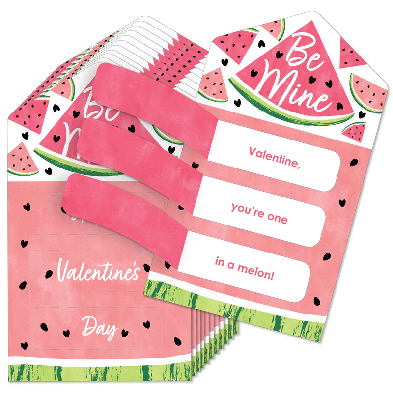 Sweet Watermelon - Fruit Cards for Kids - Happy Valentine’s Day Pull Tabs - Set of 12