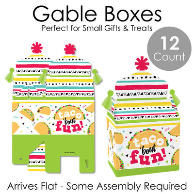 Taco 'Bout Fun - Treat Box Party Favors - Mexican Fiesta Goodie Gable Boxes - Set of 12