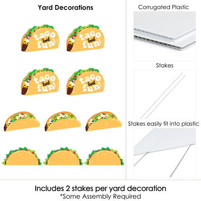 Taco 'Bout Fun - Lawn Decorations - Outdoor Mexican Fiesta Yard Decorations - 10 Piece