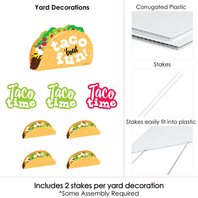 Taco 'Bout Fun - Yard Sign and Outdoor Lawn Decorations - Mexican Fiesta Yard Signs - Set of 8