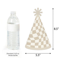 Checkered Party - Cone Happy Birthday Party Hats for Kids and Adults - Set of 8 (Standard Size)