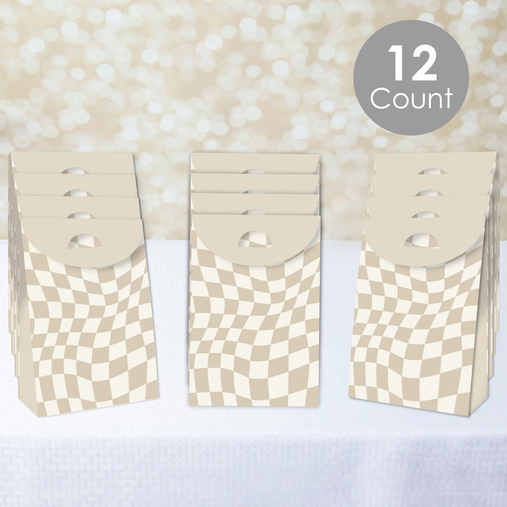 Tan Checkered Goodie Bags - 12 Ct