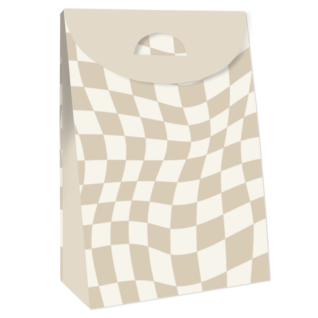 Tan Checkered Goodie Bags - 12 Ct