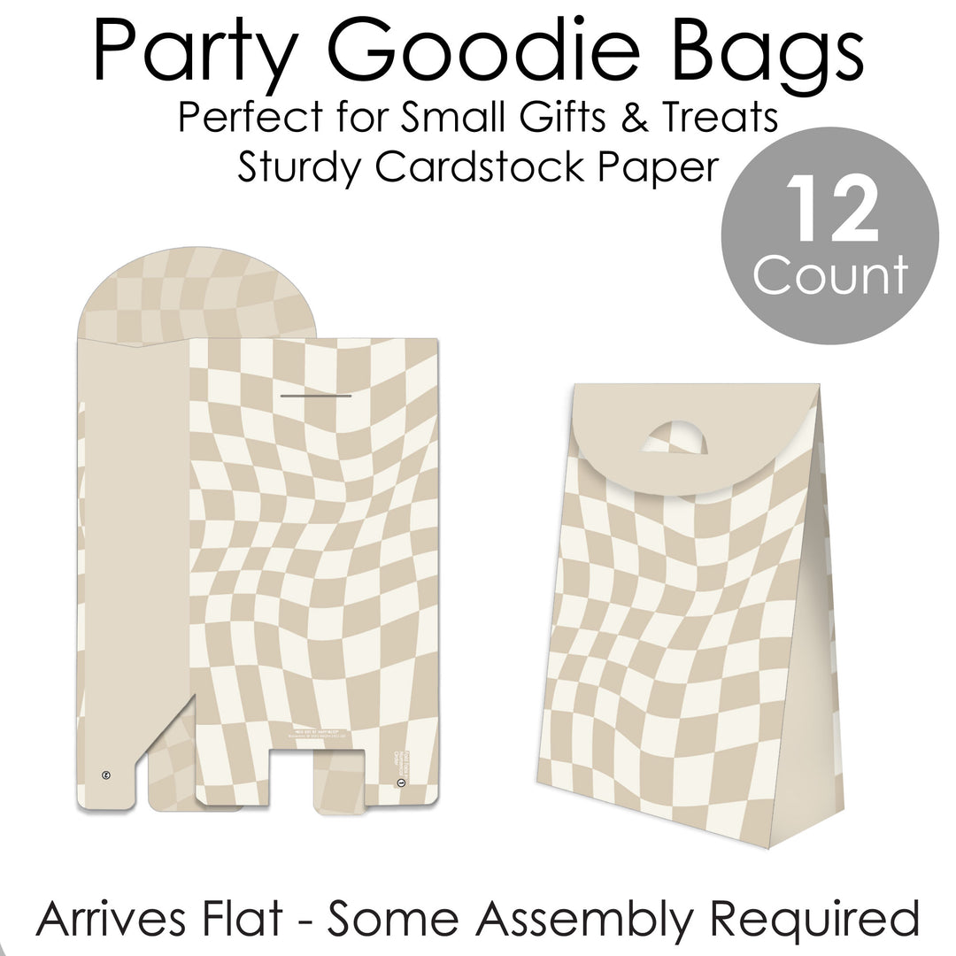 Tan Checkered Goodie Bags - 12 Ct