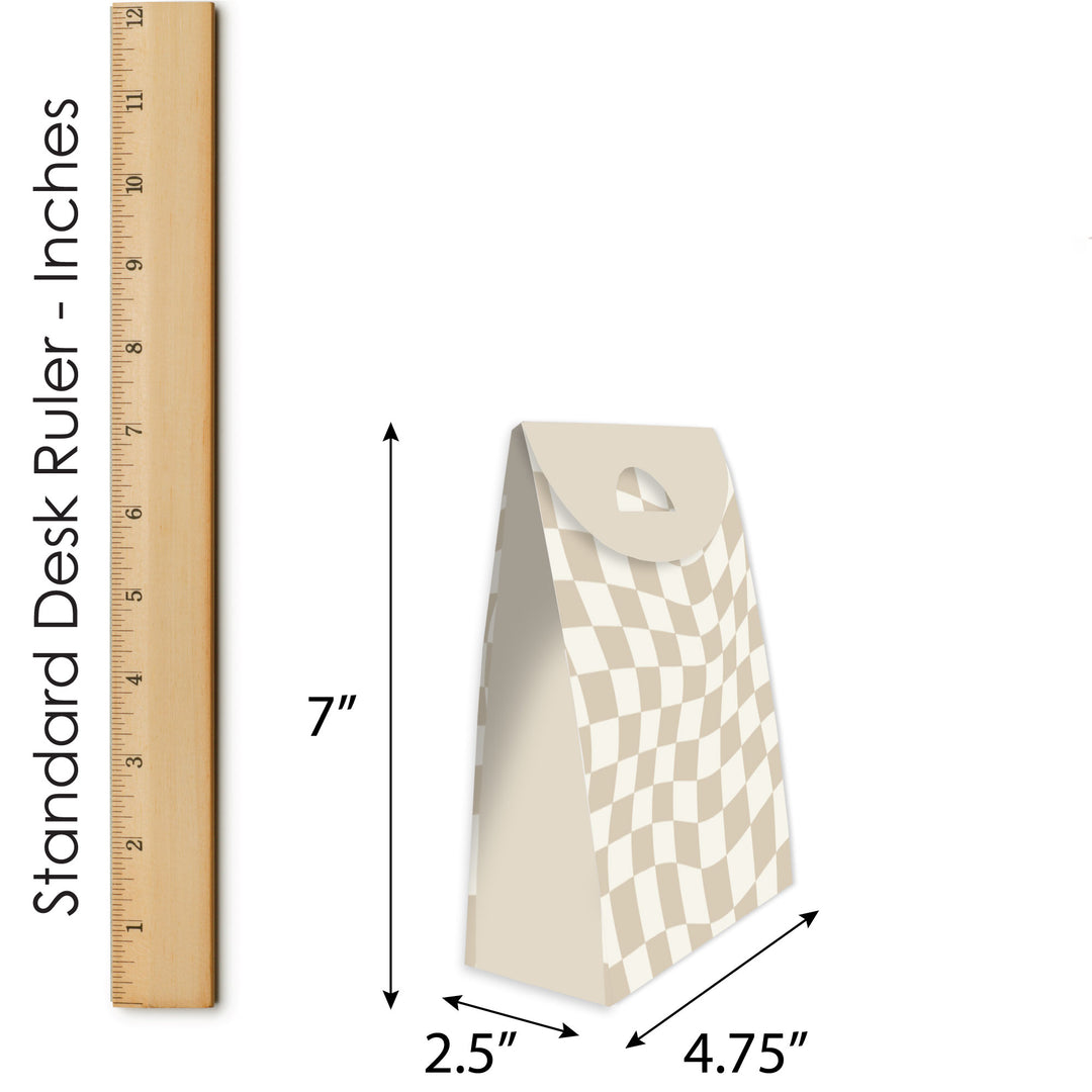 Tan Checkered Goodie Bags - 12 Ct