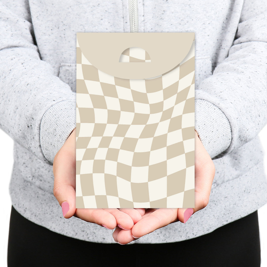 Tan Checkered Goodie Bags - 12 Ct