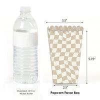 Tan Checkered Party - Favor Popcorn Treat Boxes - Set of 12