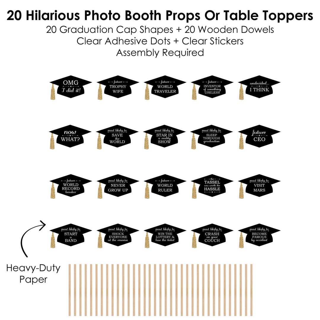 Hilarious Tassel Worth the Hassle - Gold - Graduation Party Photo Booth Props or Table Toppers - 20 Count