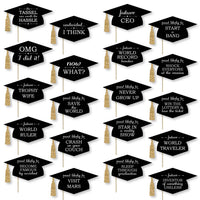 Hilarious Tassel Worth the Hassle - Gold - Graduation Party Photo Booth Props or Table Toppers - 20 Count