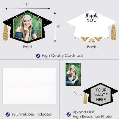 Tassel Worth The Hassle - Gold - Custom Graduation Party Shaped Photo Thank You Cards with Envelopes - Set of 12