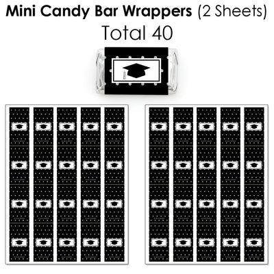 Tassel Worth The Hassle - Silver - Mini Candy Bar Wrappers, Round Candy Stickers and Circle Stickers - 2023 Graduation Party Candy Favor Sticker Kit - 304 Pieces