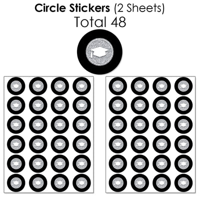 Tassel Worth The Hassle - Silver - Mini Candy Bar Wrappers, Round Candy Stickers and Circle Stickers - 2023 Graduation Party Candy Favor Sticker Kit - 304 Pieces